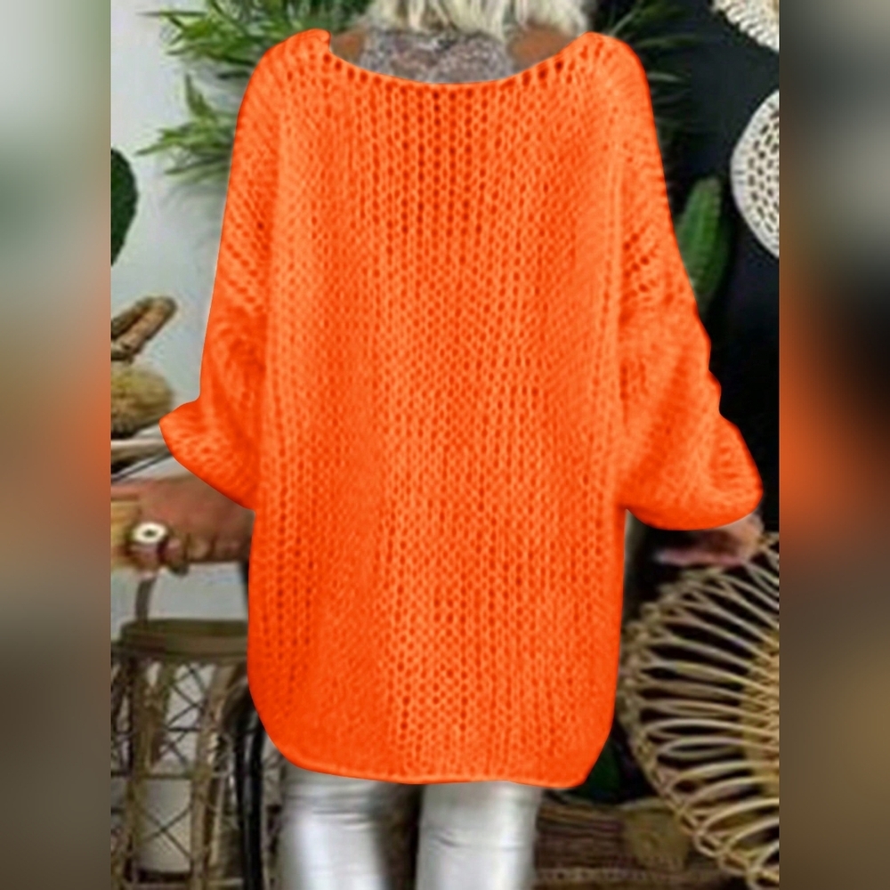 Women's V-Neck Loose Knitted Sweater - Picture 4 of 4